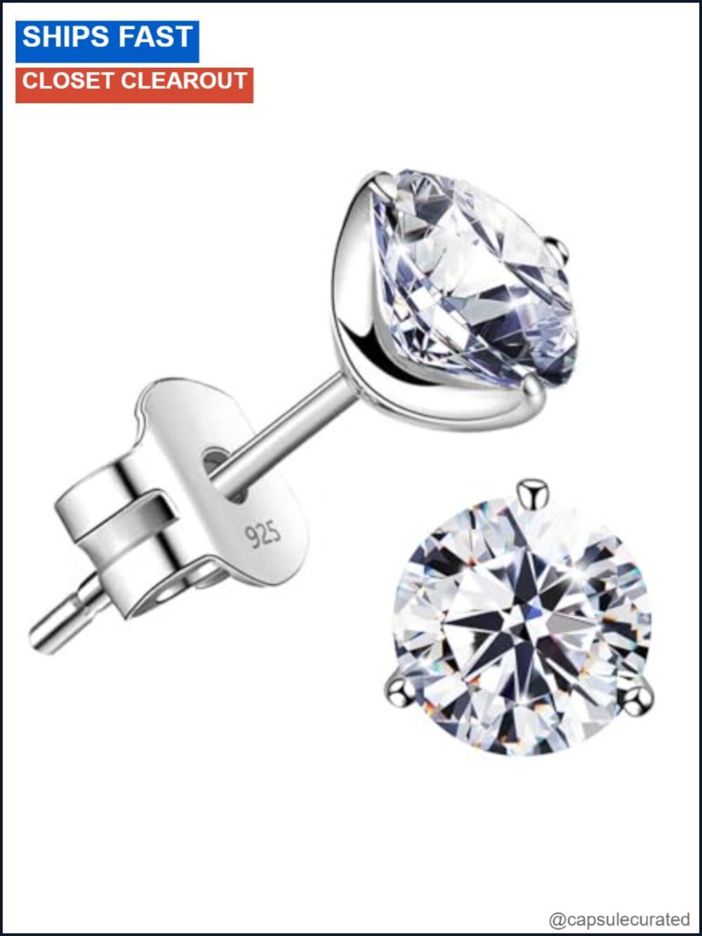 18K Gold Plated Sterling Silver Cubic Zirconia Stud Earrings